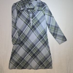 R&K Plaid Zip-Front Tunic in Green, Black & Gray